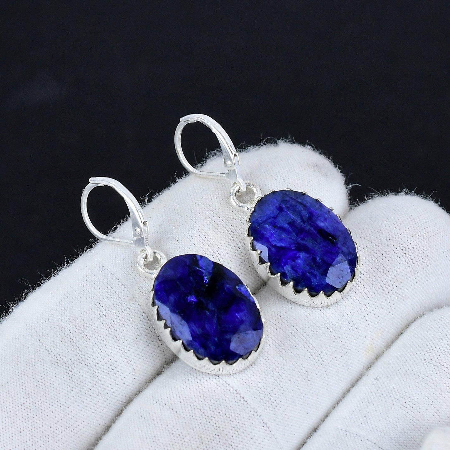 Blue Sapphire Gemstone Earrings