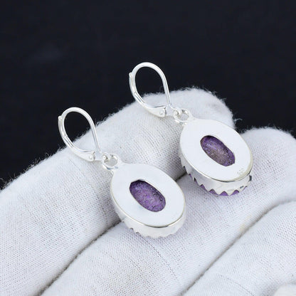 Purple Purpurite Gemstone Earrings