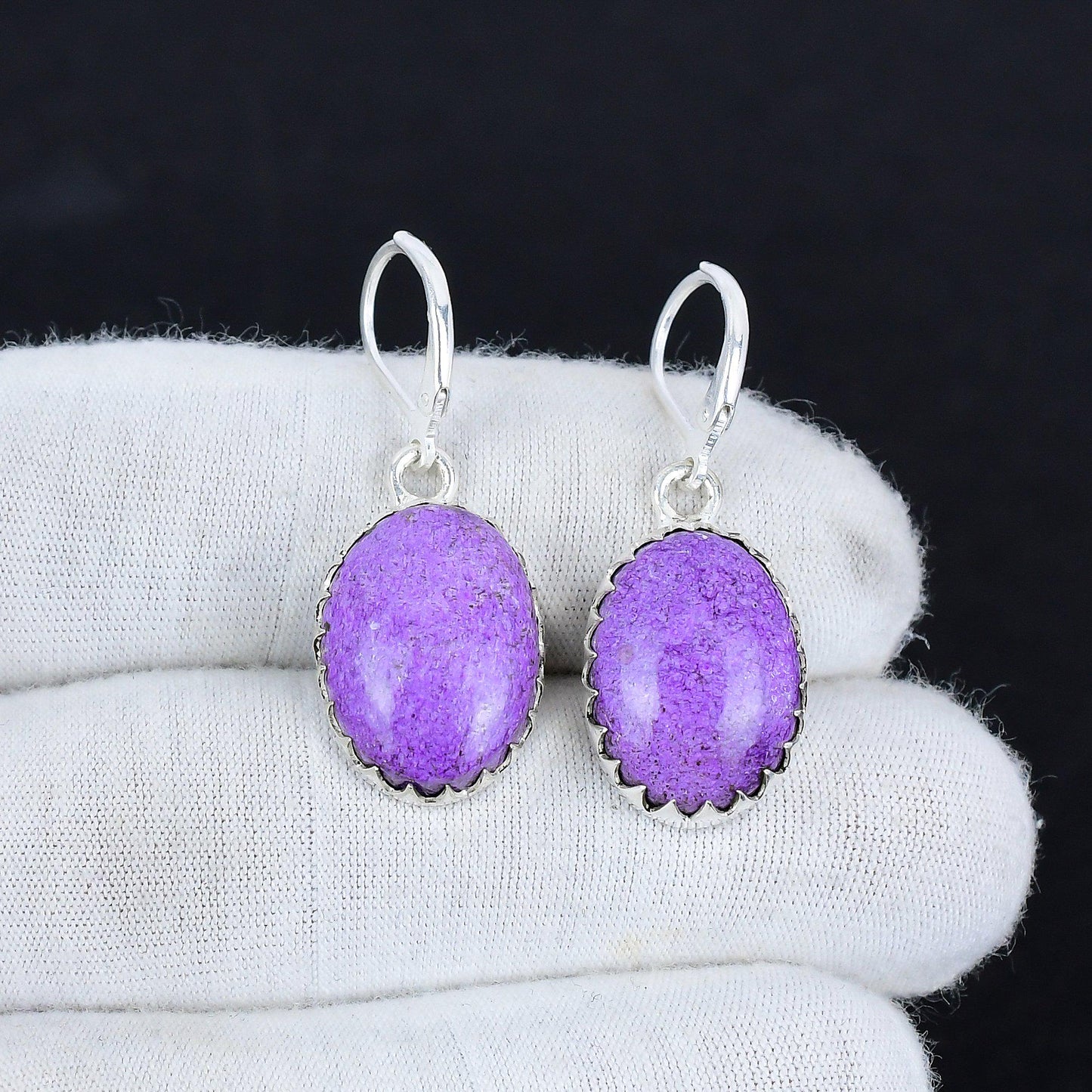 Purple Purpurite Gemstone Earrings