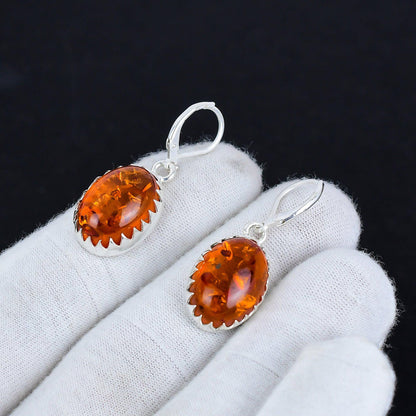 Amber Gemstone Dangle Earrings