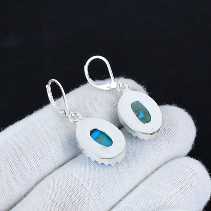 Turquoise Gemstone Sterling Silver Dangle Earrings
