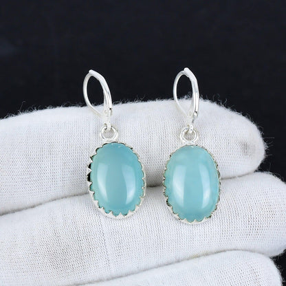 Green Onyx Gemstone Dangle Earrings