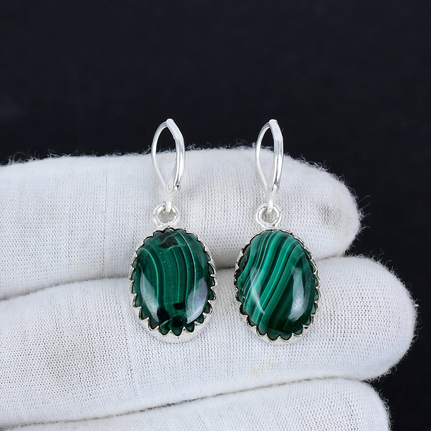 Green Malachite Gemstone Earrings