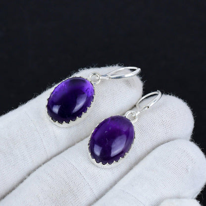 Purple Amethyst Gemstone Earrings