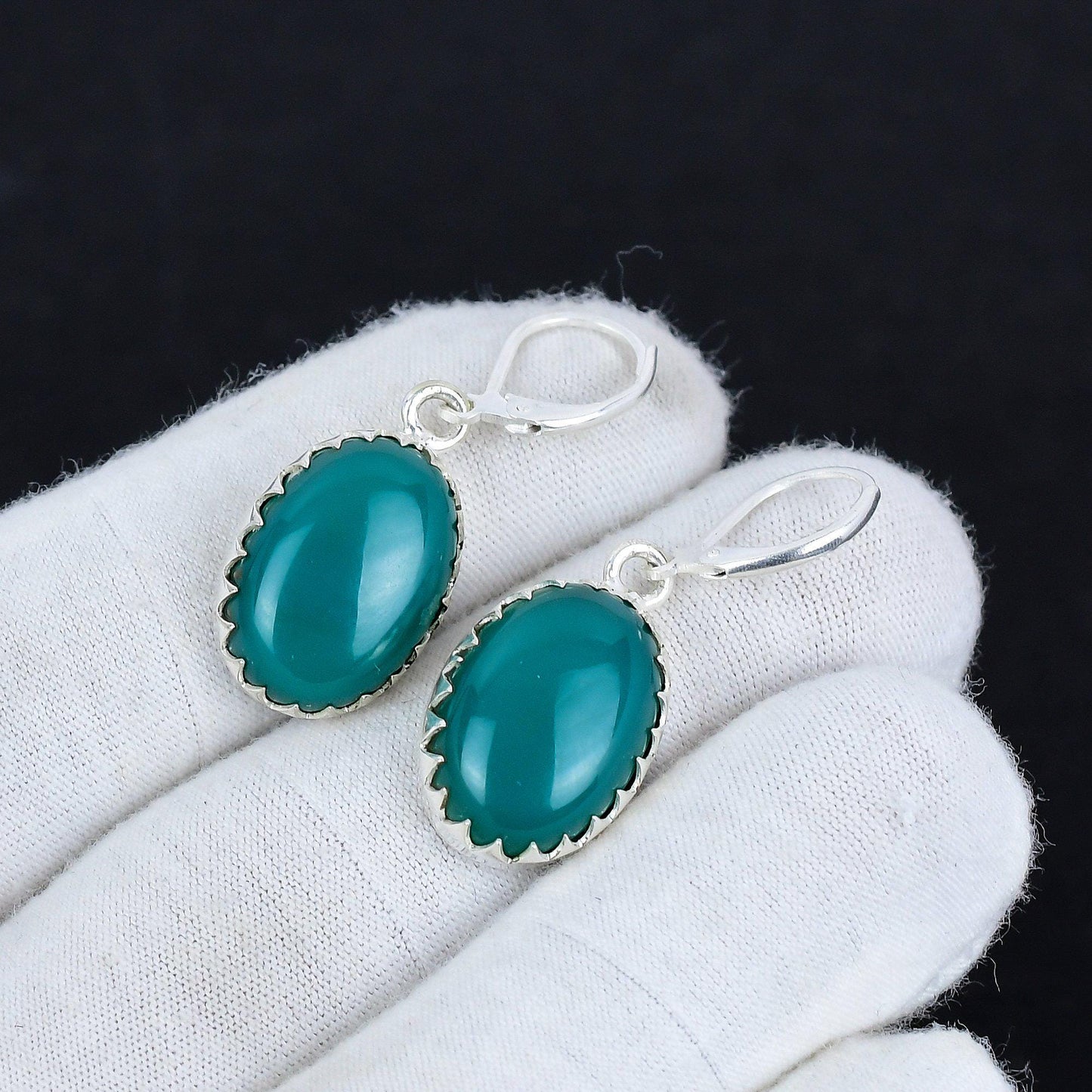 Green Onyx Gemstone Earrings