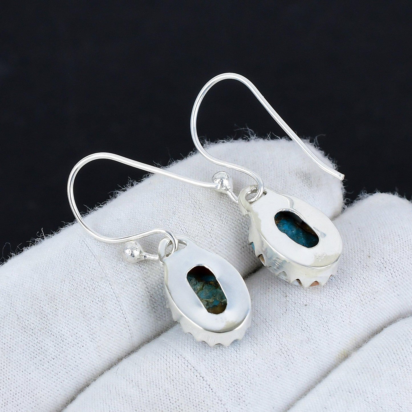 Orange Spiny Turquoise Gemstone Dangle Earrings