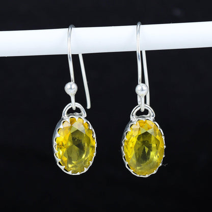 Yellow Citrine Gemstone Earrings