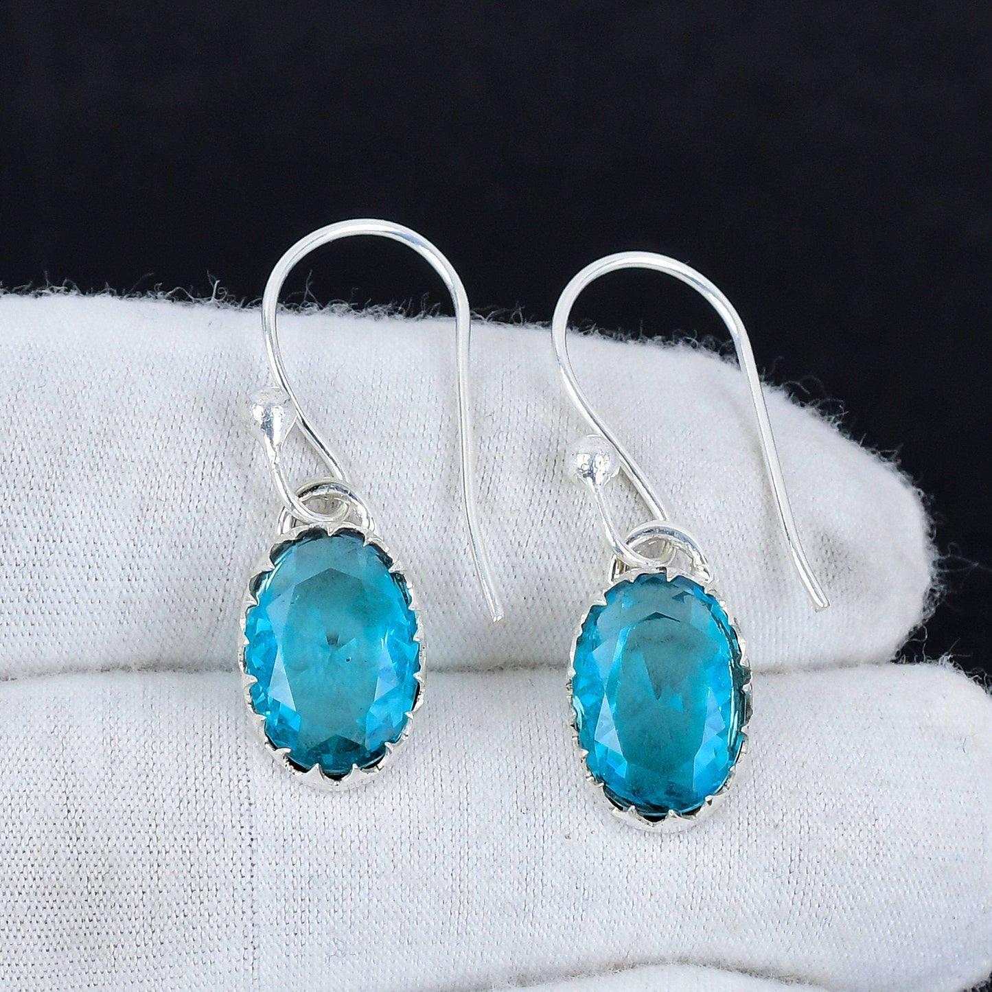 Swiss Blue Topaz Gemstone Earrings