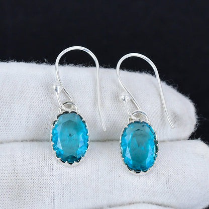 Swiss Blue Topaz Gemstone Earrings