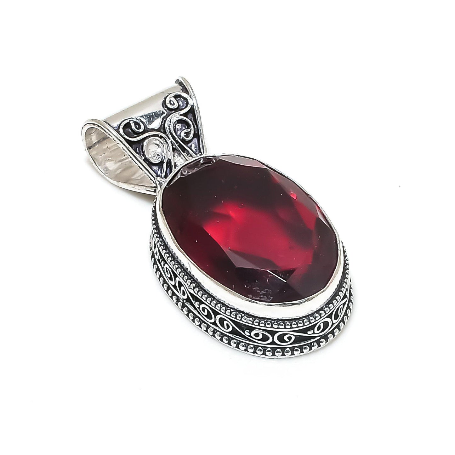 Red Garnet Sterling Silver Pendant
