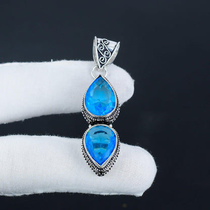 Blue Topaz Sterling Silver Pendant