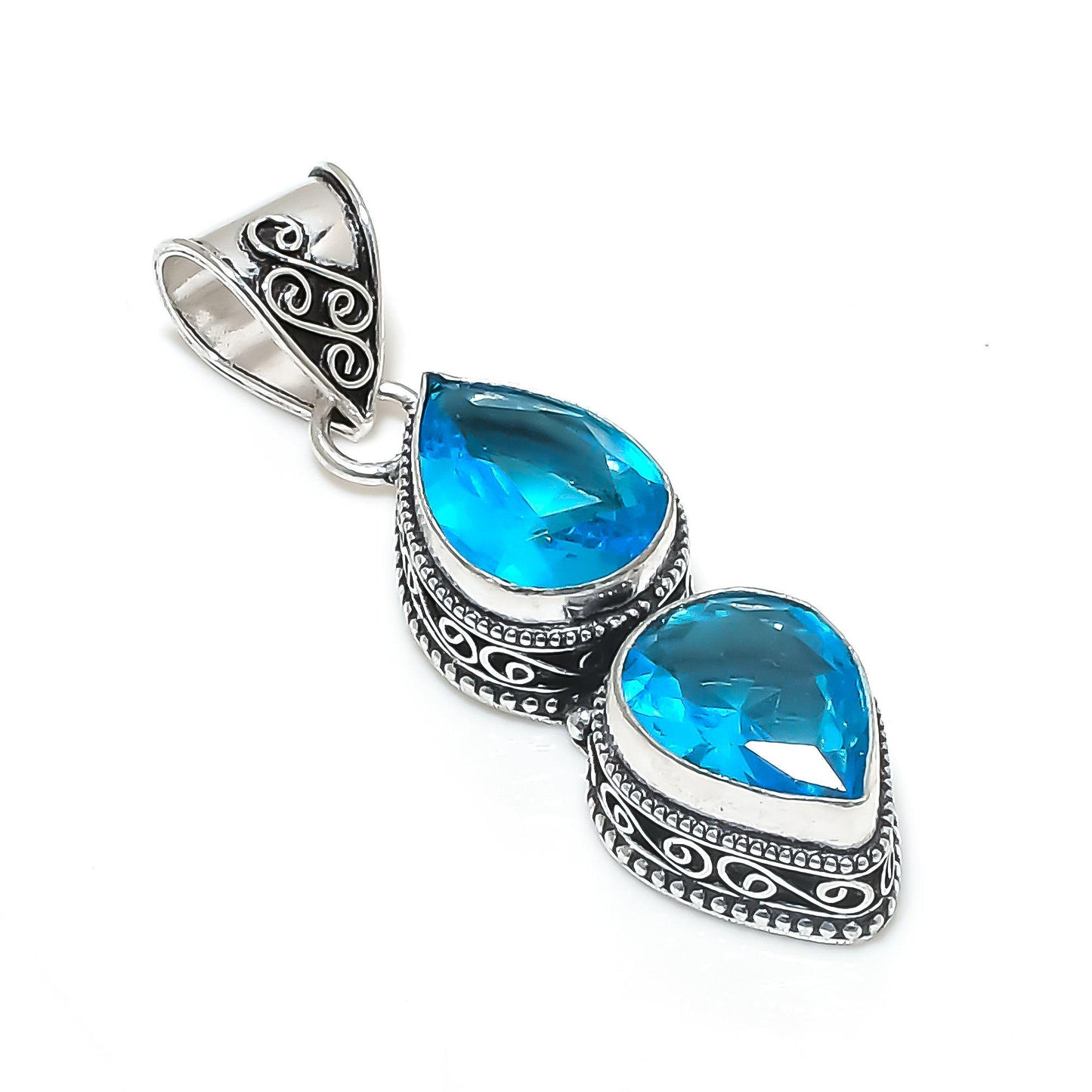 Blue Topaz Sterling Silver Pendant