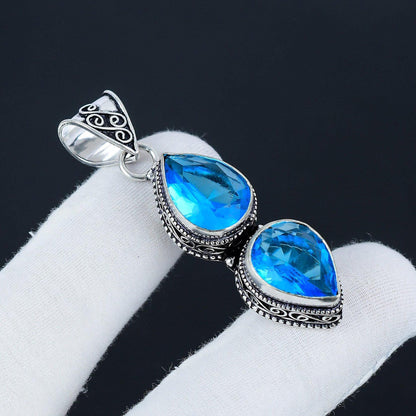 Blue Topaz Sterling Silver Pendant