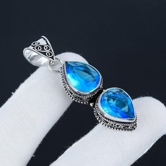 Blue Topaz Sterling Silver Pendant