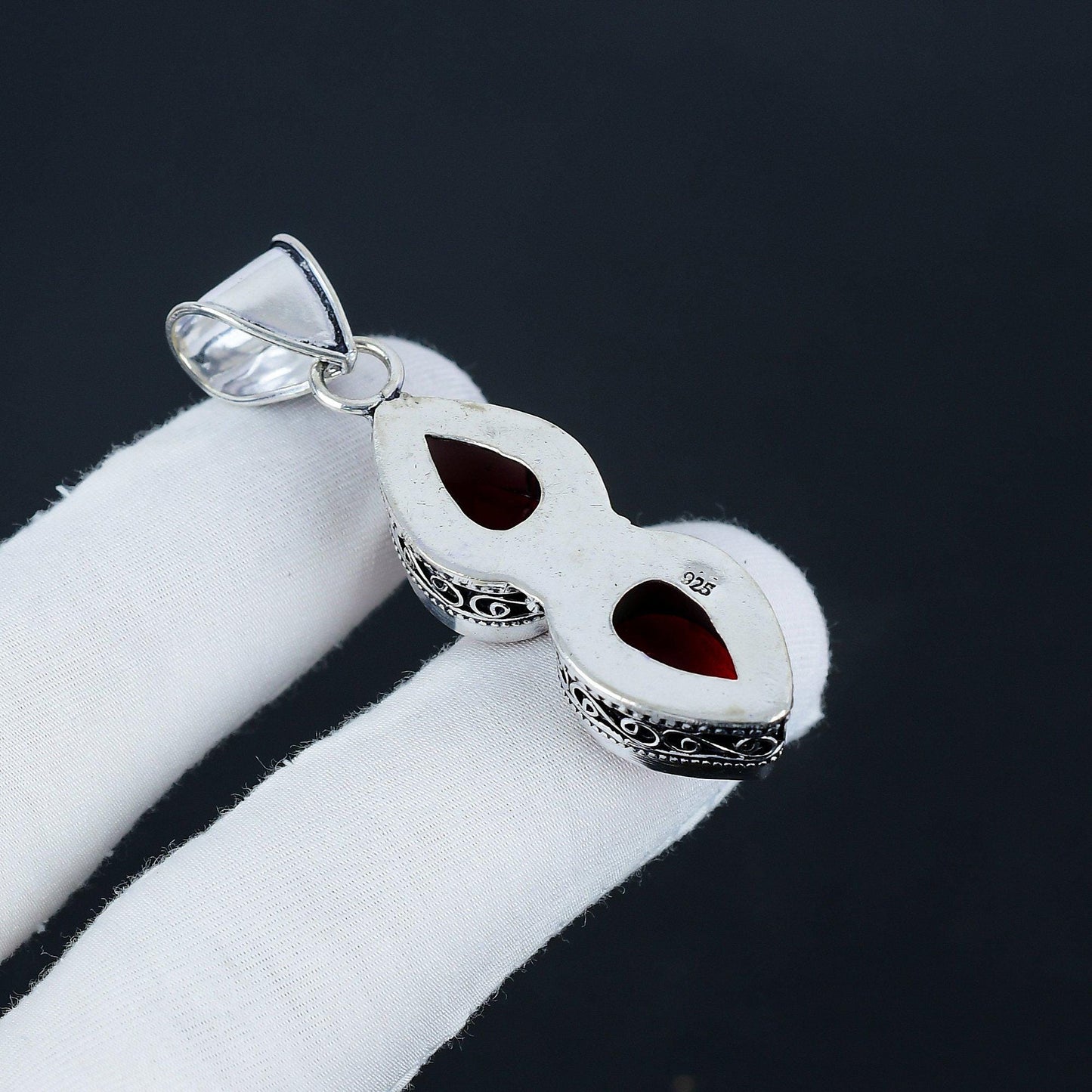 Red Garnet Sterling Silver Pendant