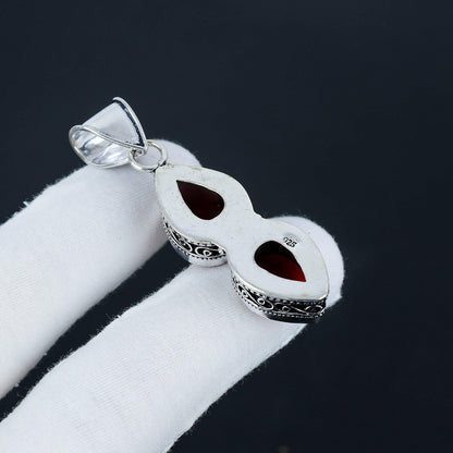 Red Garnet Sterling Silver Pendant