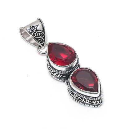 Red Garnet Sterling Silver Pendant