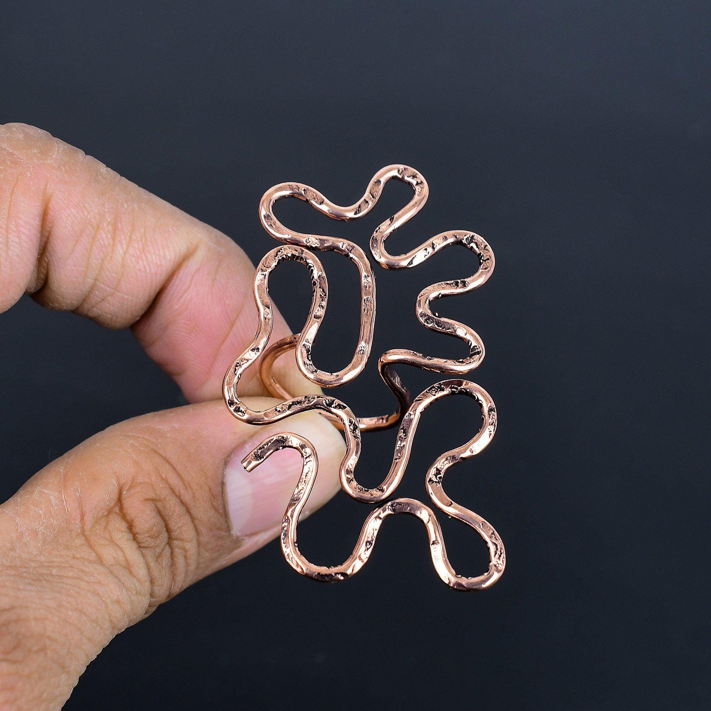 Copper Gemstone Hammered Ring