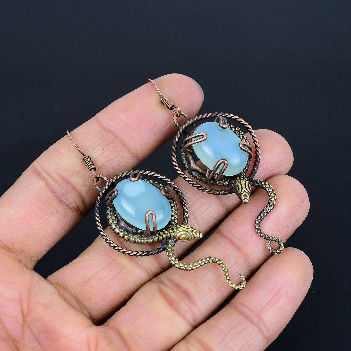 Blue Chalcedony Gemstone Earrings