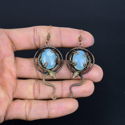 Blue Chalcedony Gemstone Earrings