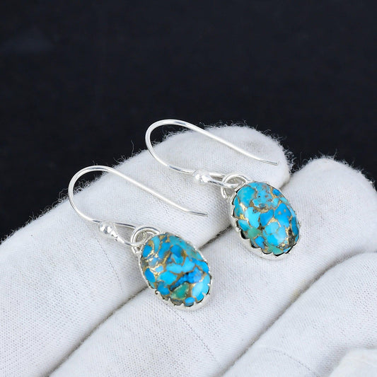 Copper Turquoise Gemstone Dangle Earrings