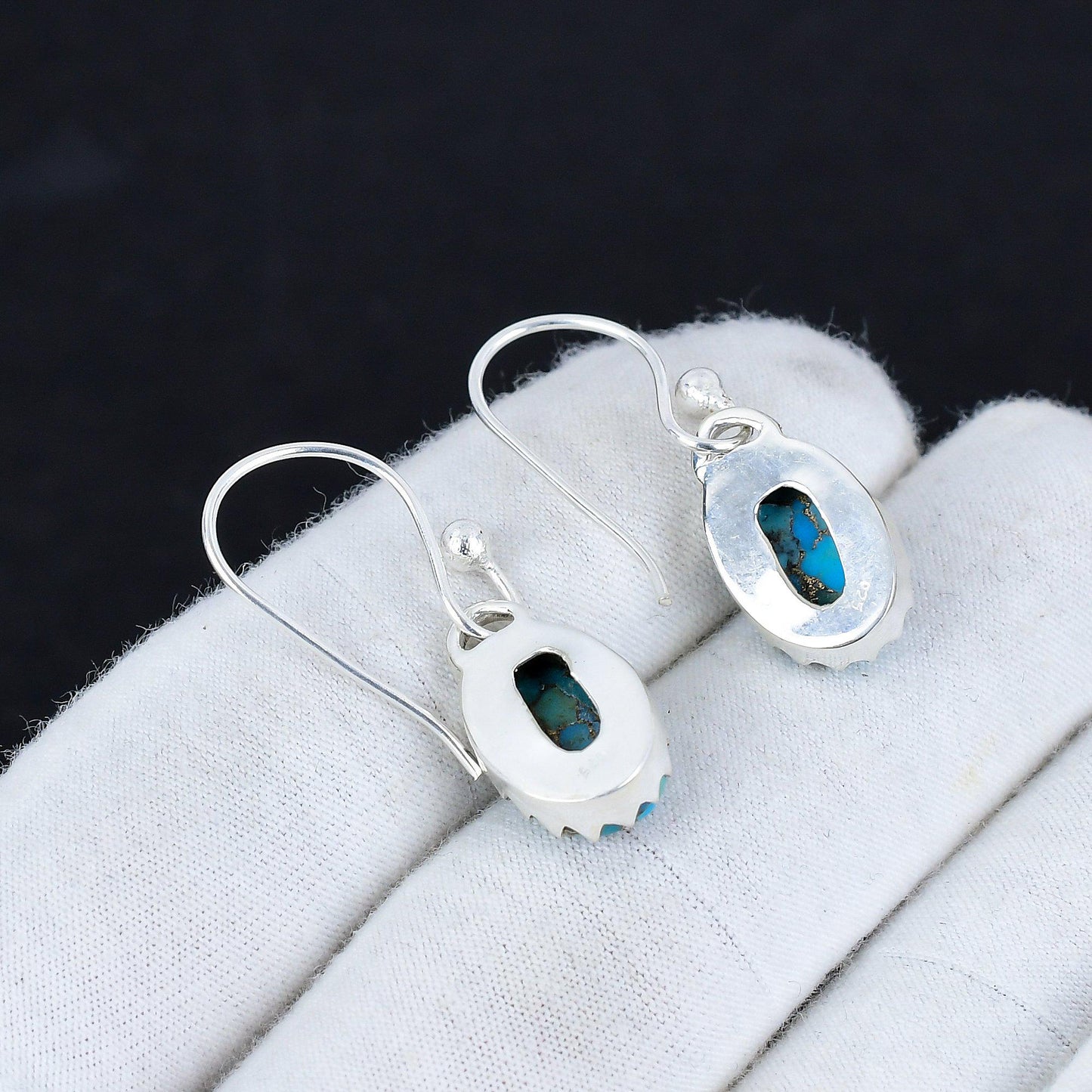 Copper Turquoise Gemstone Dangle Earrings