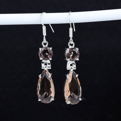 Peach Morganite Gemstone Dangle Earrings
