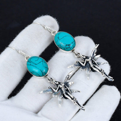 Turquoise Gemstone Hook Earrings