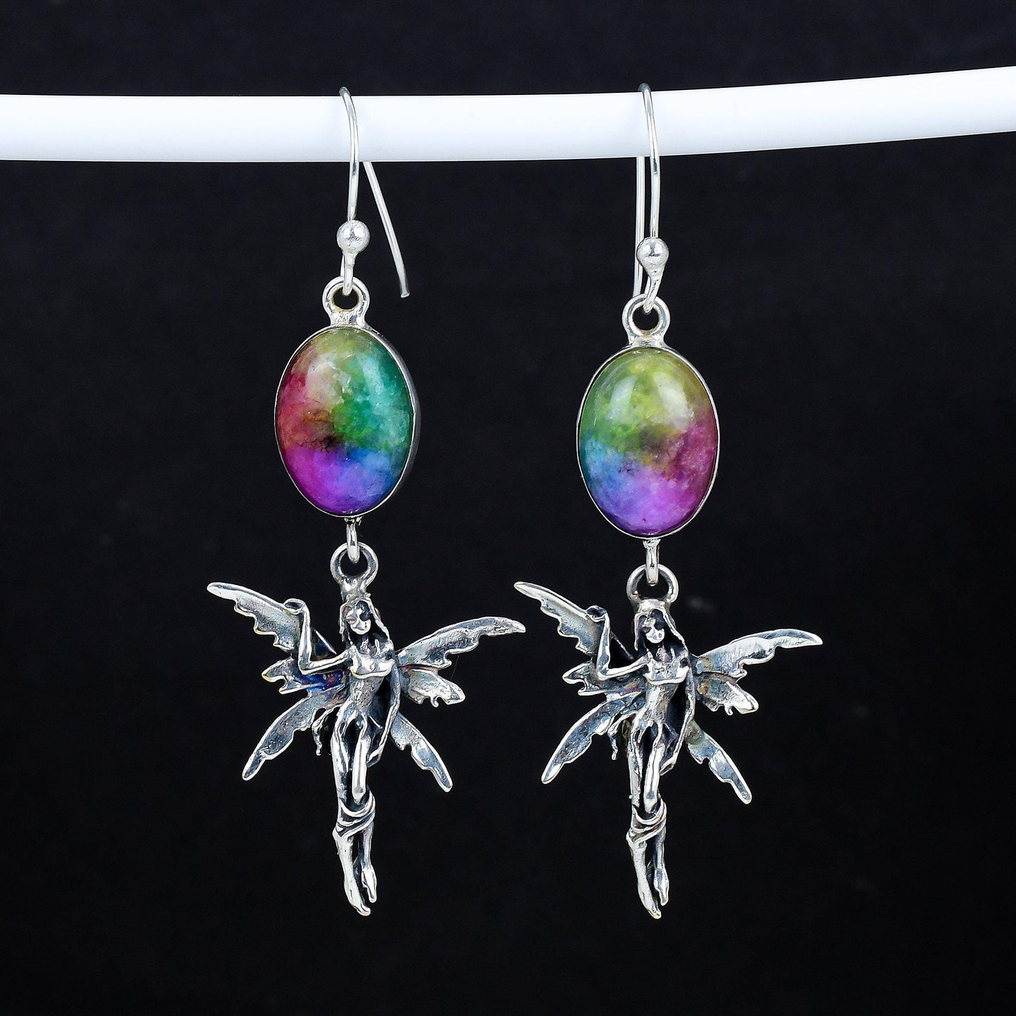 Rainbow Solar Quartz Gemstone Earrings