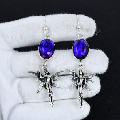 Blue Ammolite Gemstone Earrings