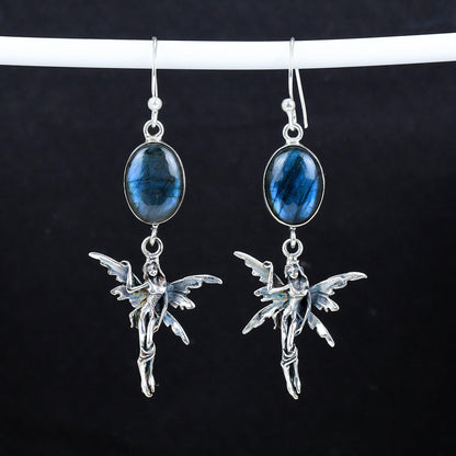 Blue Flash Labradorite Gemstone Earrings
