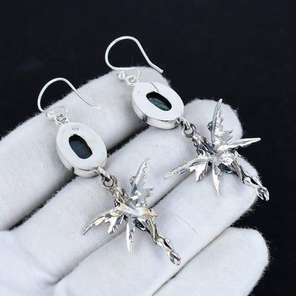 Blue Flash Labradorite Gemstone Earrings