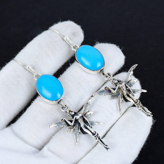 Sleeping Beauty Turquoise Blue Gemstone Earrings