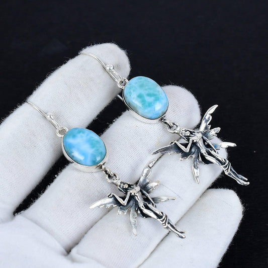 Blue Larimar Gemstone Earrings