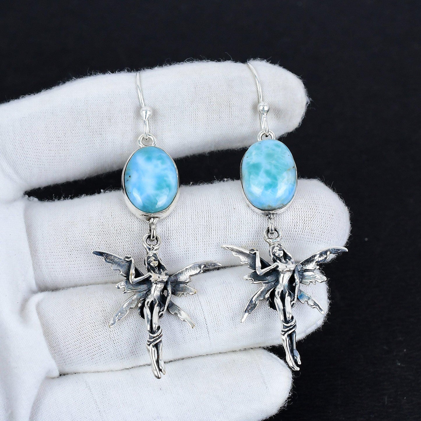 Blue Larimar Gemstone Earrings