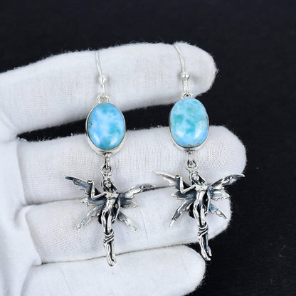 Blue Larimar Gemstone Earrings