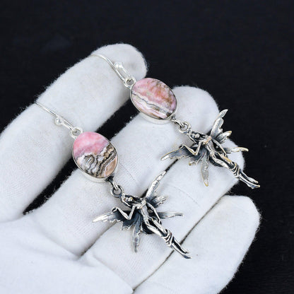 Pink Rhodochrosite Gemstone Earrings