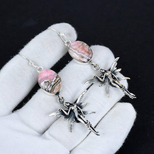 Pink Rhodochrosite Gemstone Earrings