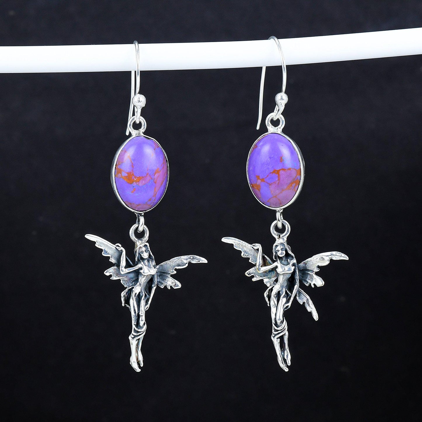 Purple Copper Turquoise Gemstone Earrings