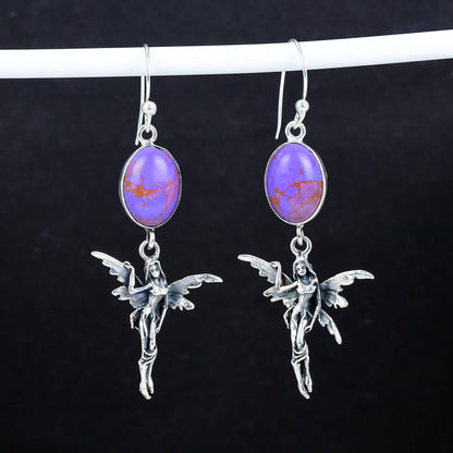 Purple Copper Turquoise Gemstone Earrings