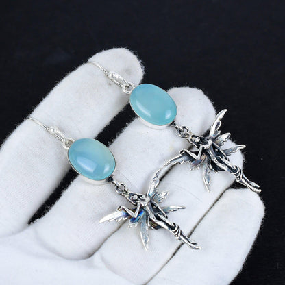 Blue Angelite Gemstone Earrings