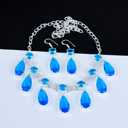 Swiss Blue Topaz Gemstone Necklace