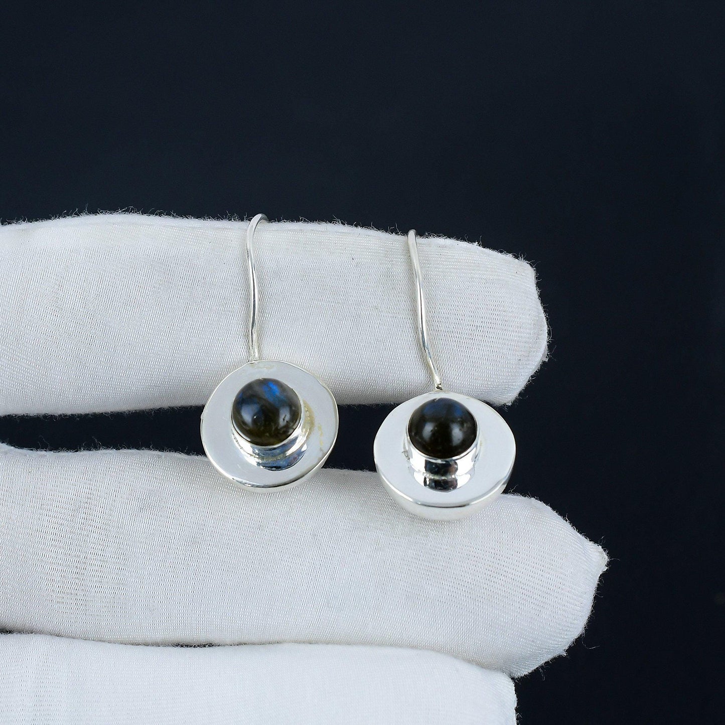 Grey Labradorite Gemstone Earrings