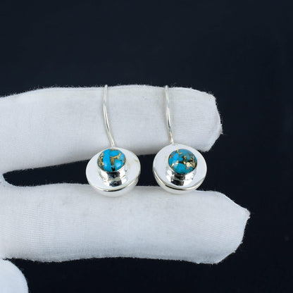 Copper Turquoise Gemstone Dangle Earrings