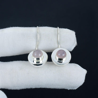 Pink Rose Quartz Gemstone Earrings
