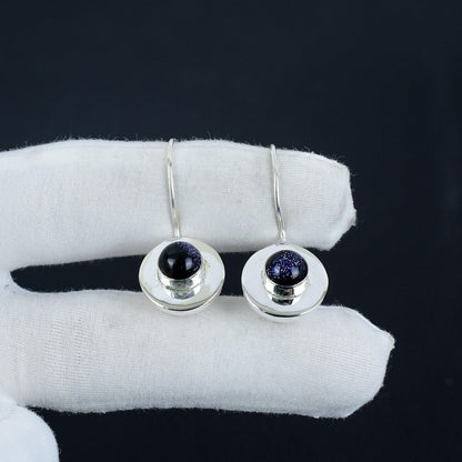 Blue Sunstone Gemstone Earrings