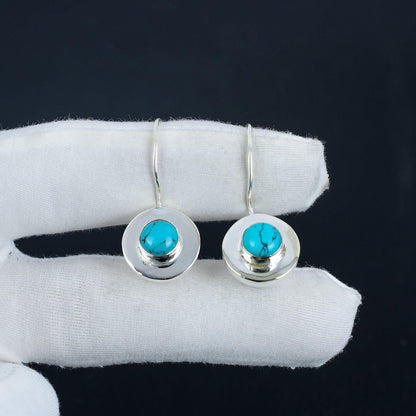 Turquoise Gemstone Silver Dangle Earrings