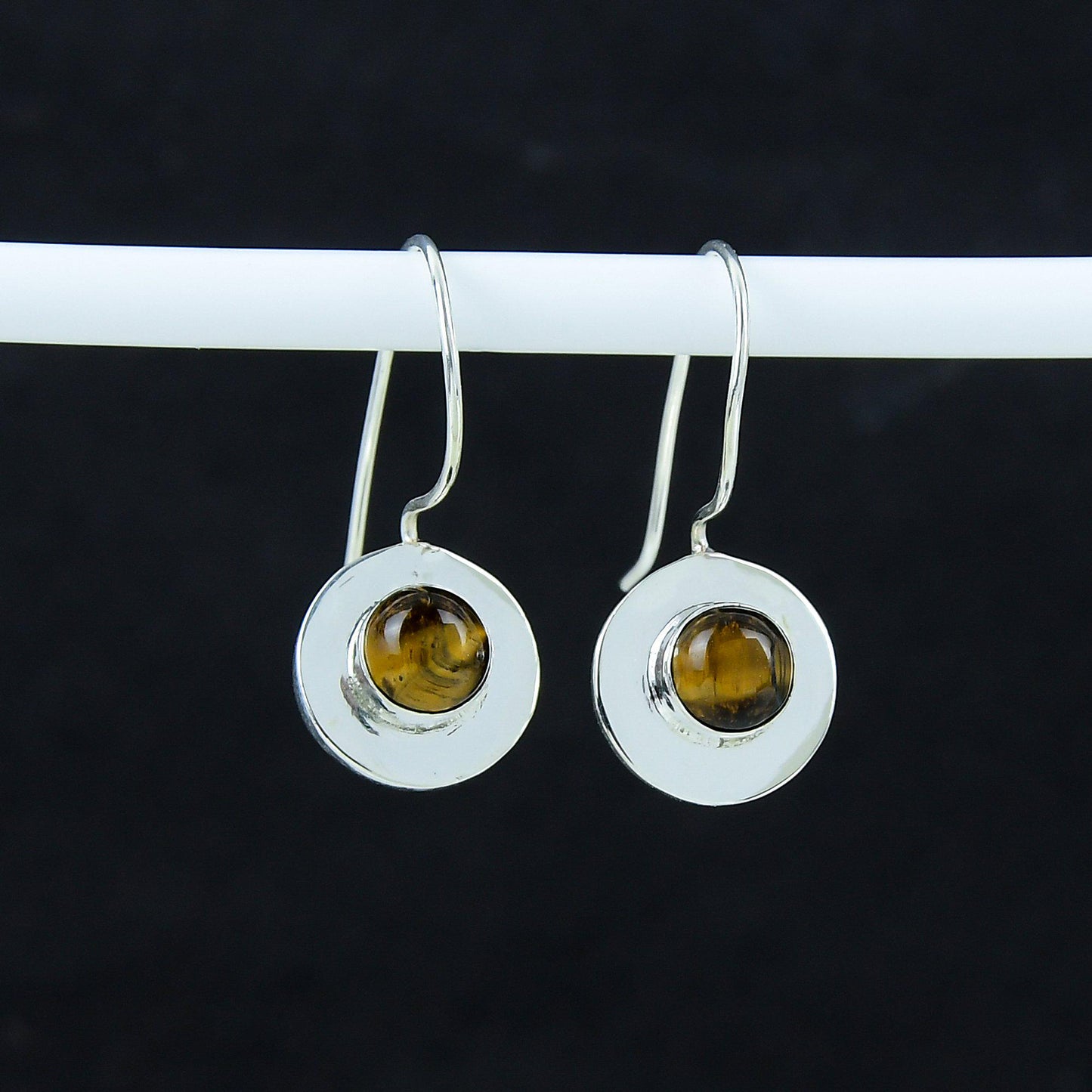 Golden Brown Tiger Eye Gemstone Earrings