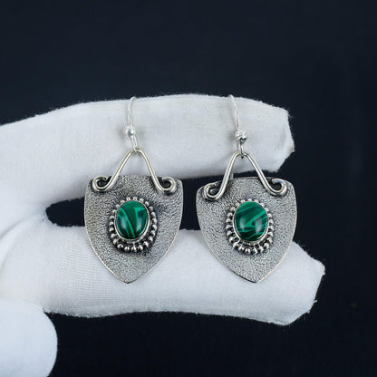 Green Malachite Gemstone Earrings