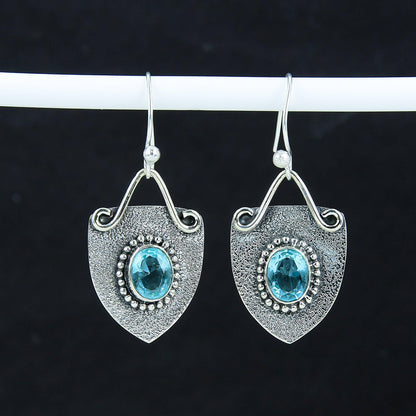 Blue Swiss Topaz Gemstone Earrings